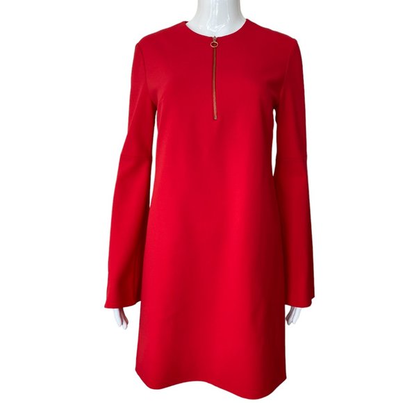 TIBI Long-Sleeve Structured RedCrepe Zip Dress from Bergdorf Goodman NWOT… - Picture 3 of 7